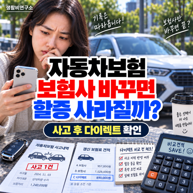 자동차보험 사고 있었는데 보험사 바꾸면 할증 사라질까? 다이렉트 갈아타기 전 확인