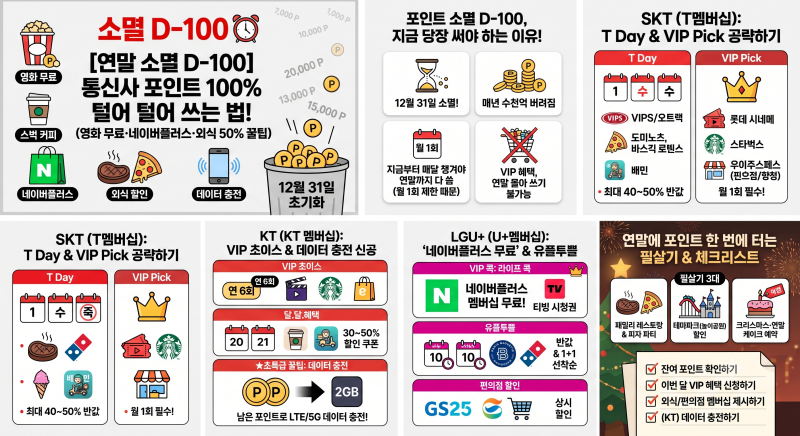 [소멸 D-100] 통신사(SKT·KT·LGU+) 멤버십 포인트 100% 털어 쓰는 법 (영화 무료·네이버플러스·외....