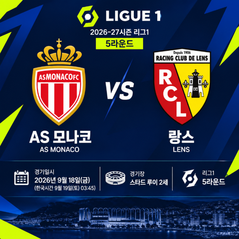 2026-27시즌 리그앙 5라운드 AS 모나코 vs 랑스 프리뷰 및 관전 포인트