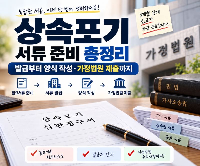 상속포기 서류 준비 총정리｜발급부터 양식 작성·가정법원 제출까지