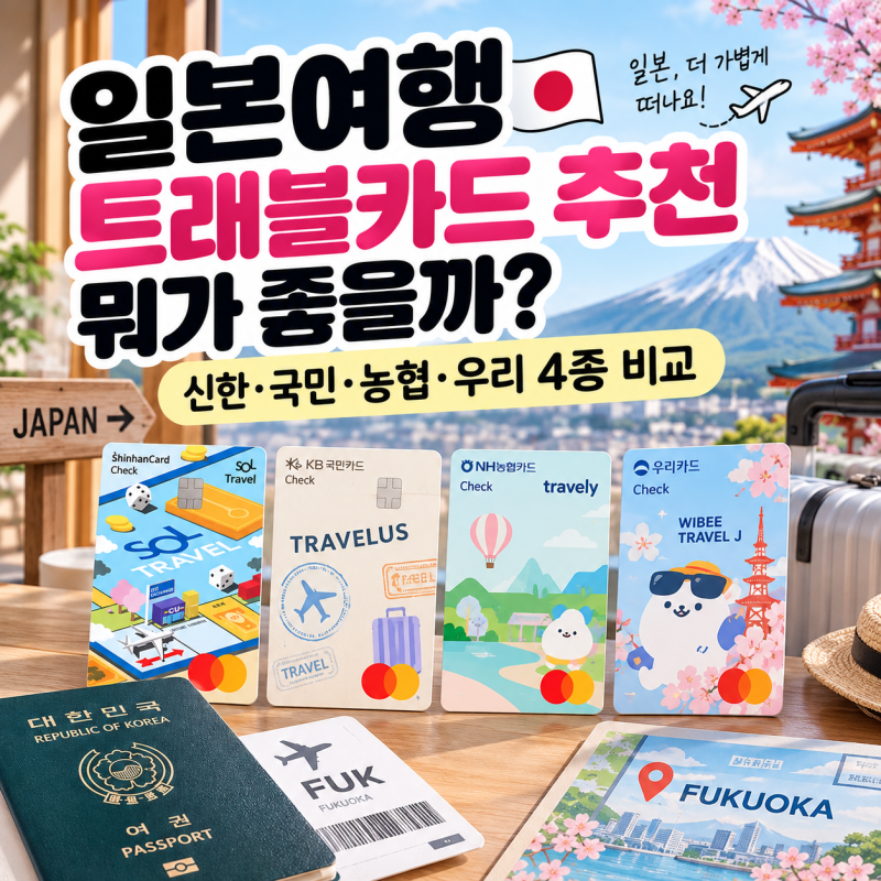 일본여행 트래블카드 뭐가 좋을까? 신한·국민·농협·우리 4종 비교