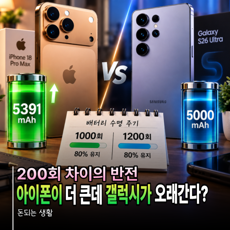 "아이폰18 프로 배터리 용량 더 큰데 왜?" 아이폰18 프로 vs 갤럭시S26 배터리 사용시간 비교하....