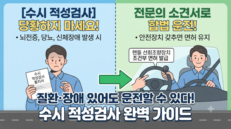 운전면허 신체장애 및 질환자(뇌전증·당뇨 등) 조건부 면허 발급과 수시 적성검사 안내