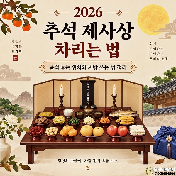 2026 추석 제사상 차리는 법, 음식 놓는 위치와 지방 쓰는 법 정리