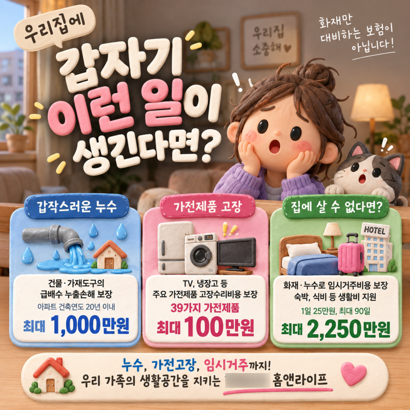 주택보험, 우리집에 갑자기 이런 일이 생긴다면? 누수 / 가전고장 /임시거주비까지