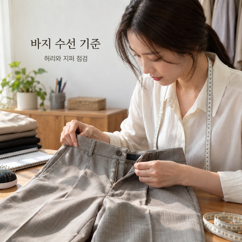 체형 변화로 맞지 않을때 바지 허리 늘리기 줄이기, 지퍼수선까지 체크