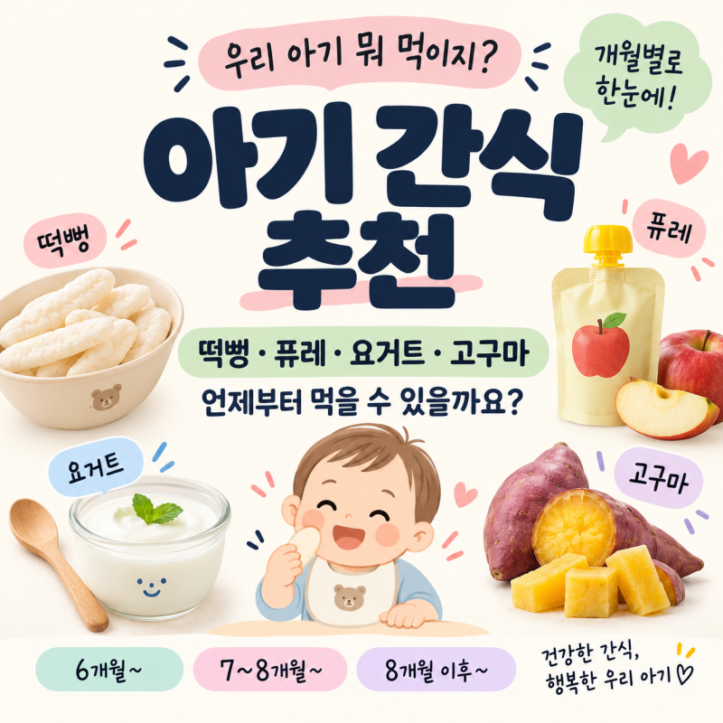 개월별 아기 간식 추천｜떡뻥·퓨레·요거트·고구마 언제부터?