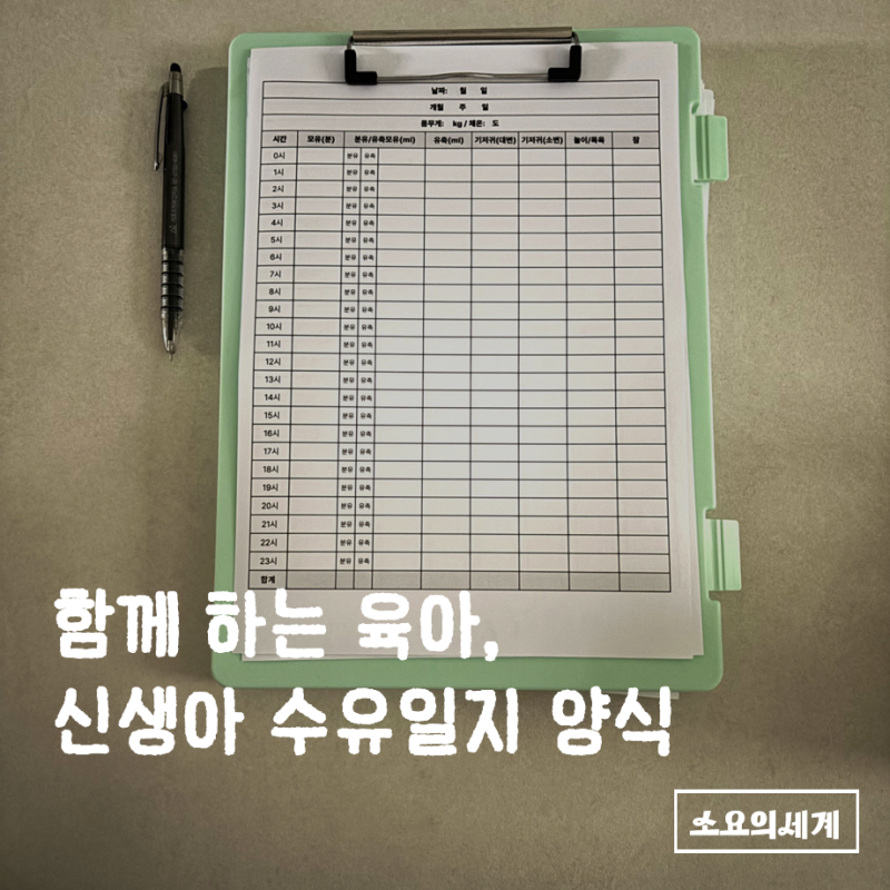 수유 현황이 한 눈에 보이는 신생아 수유일지 기록 양식 (pdf, 엑셀파일 공유)