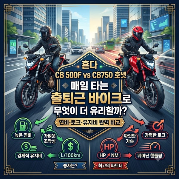 혼다 CB500F vs CB750 호넷, 매일 타는 출퇴근 바이크로 무엇이 더 유리할까? 연비·토크·유지비 ....