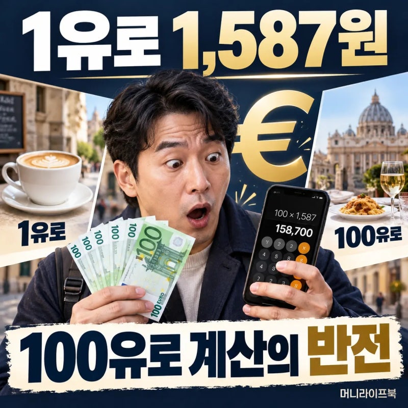 환율계산기 유럽환율 1유로 1,587원, 100유로의 반전