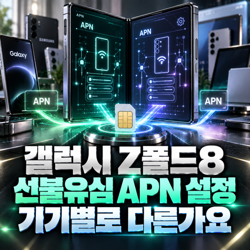 갤럭시 Z폴드8 선불유심 APN 설정 기기별로 다른가요