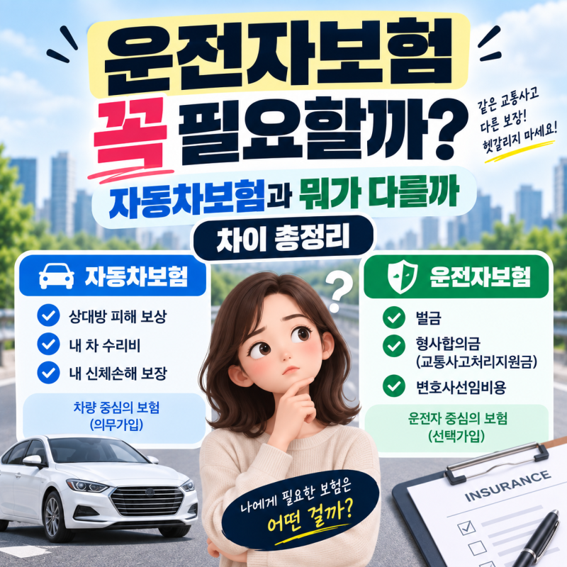 운전자보험 꼭 필요할까? 자동차보험과 차이 총정리