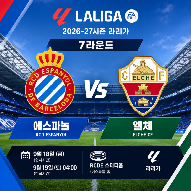 에스파뇰 vs 엘체, 2026-27시즌 라리가 7라운드 프리뷰 및 관전 포인트