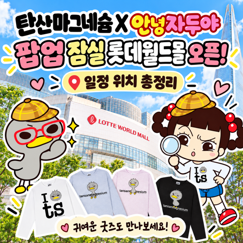 탄산마그네슘 X 안녕자두야 팝업 잠실 롯데월드몰 일정 위치 총정리