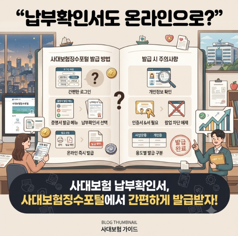 “납부확인서도 온라인으로?” 사대보험징수포털 발급 방법·주의사항