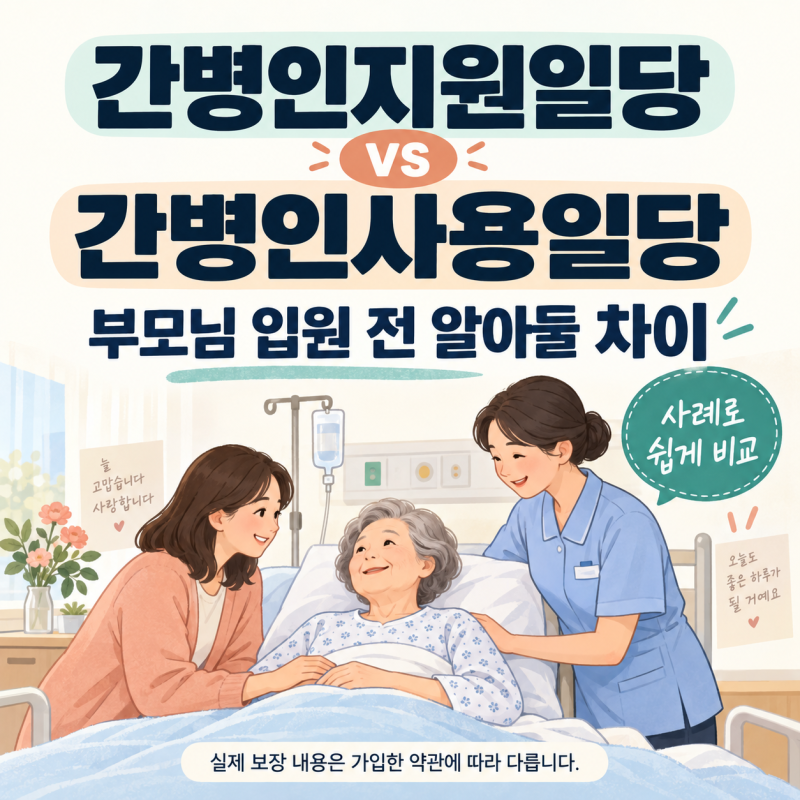 간병인지원일당 vs 간병인사용일당 차이, 부모님 입원 사례로 비교하기