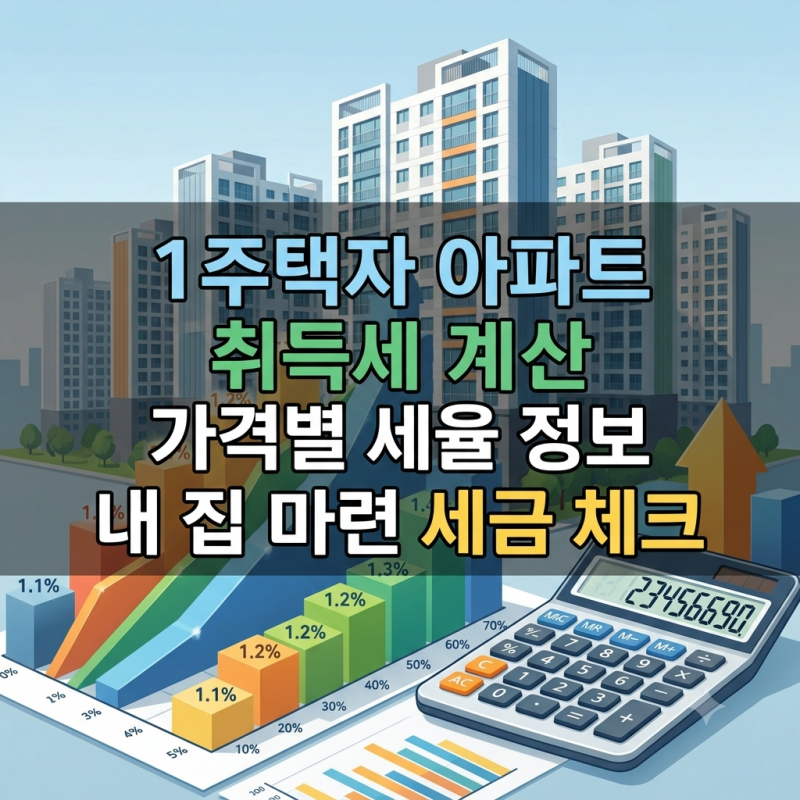 1주택자 취득세율 가격별 아파트 취득세 계산