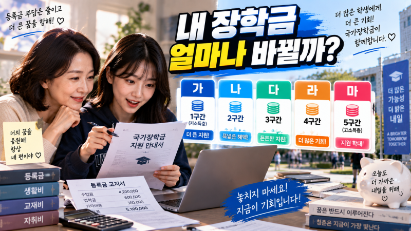 2027 국가장학금 5구간 총정리! 가~마 구간 개편·지원금·신청방법 Q&A