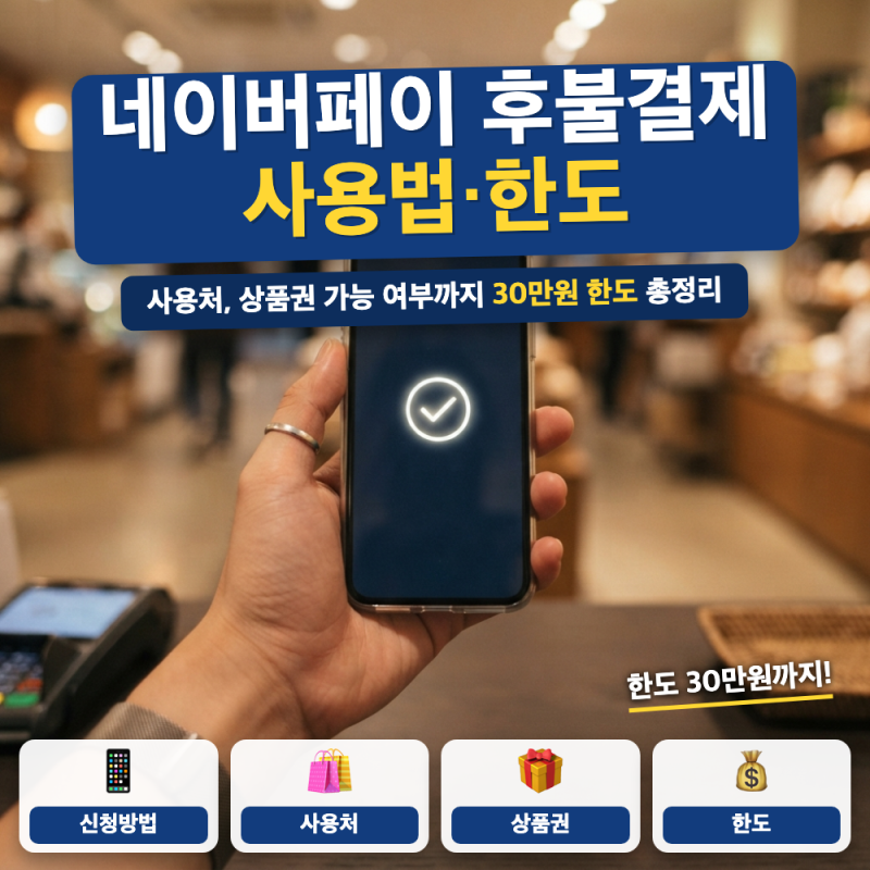 네이버페이 후불결제 사용방법 안내 (+ 사용처, 상품권, 한도)