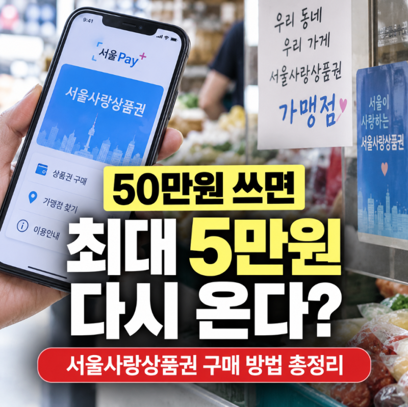 서울사랑상품권 구매 방법, 50만원 쓰면 5만원 혜택