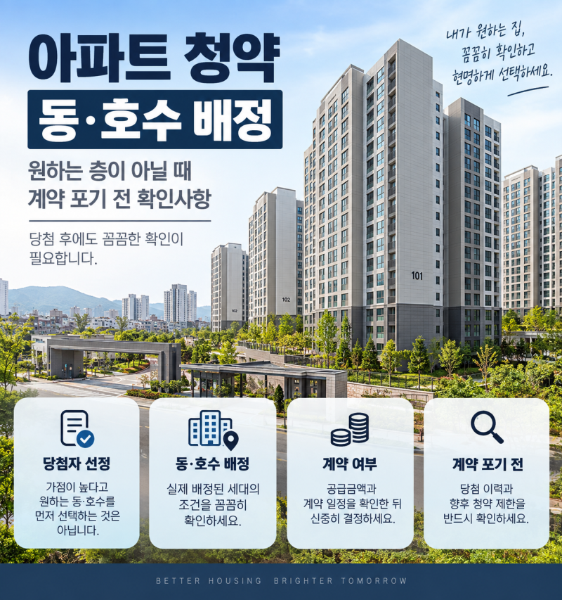 아파트 청약 당첨 후 동·호수 배정｜원하는 층이 아닐 때 계약 포기 전 확인사항