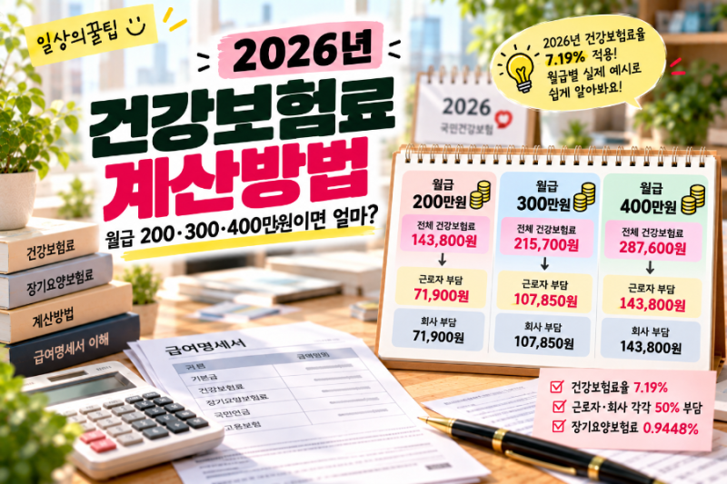 2026 건강보험료 계산방법 월급 200·300·400만원이면 얼마?