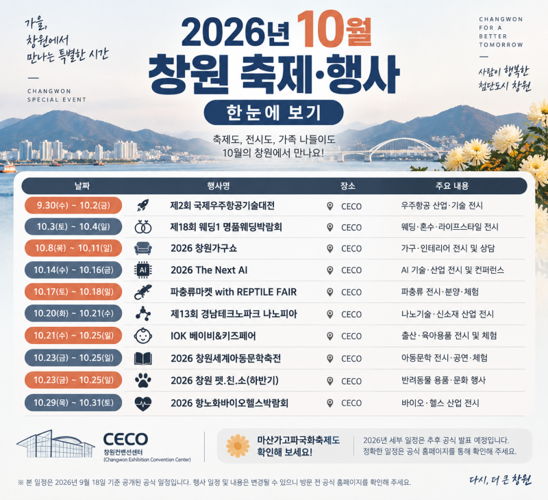 2026년 10월 창원 축제·행사 총정리｜가을에 어디 갈까?