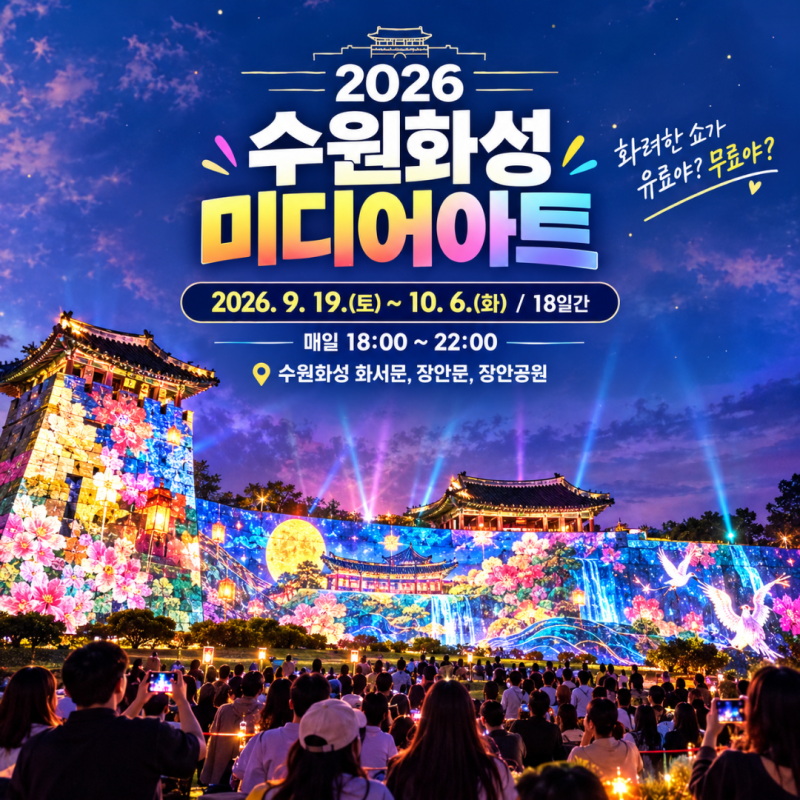 수원화성 미디어아트쇼 2026 기본정보 "화려한 쇼가 유료야? 무료야?" 야간개장 관람석·주차 ....
