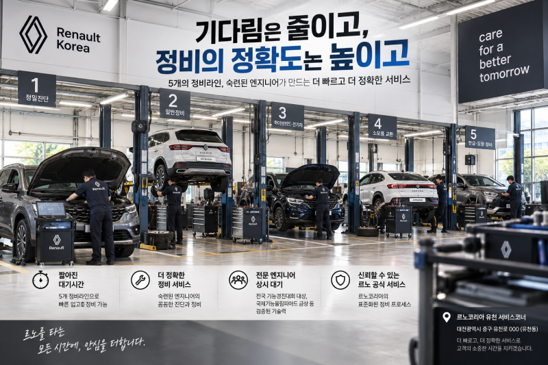 대전 르노 서비스센터 어디로 갈까?｜5개 정비라인 갖춘 유천 서비스코너