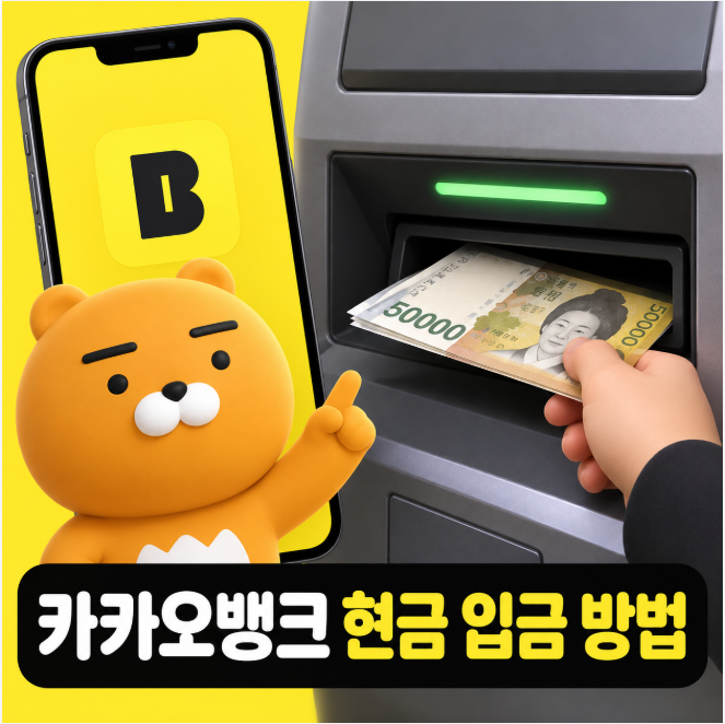 카카오뱅크 현금 입금 방법 한도 수수료 카드없이도 가능한가?