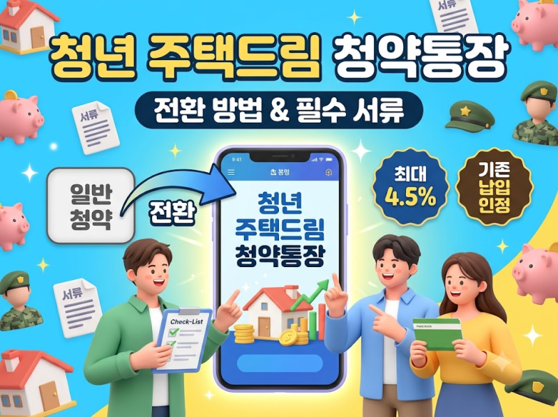 청년 주택드림 청약통장 전환 방법 및 서류 총정리 (기존 납입 인정)