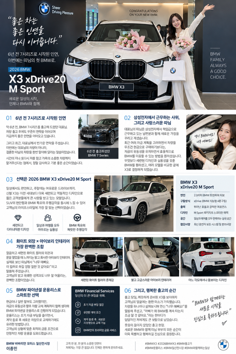 BMW X3 xDrive20 M Sport 출고｜6년 전 7시리즈 고객님과 다시 이어진 인연