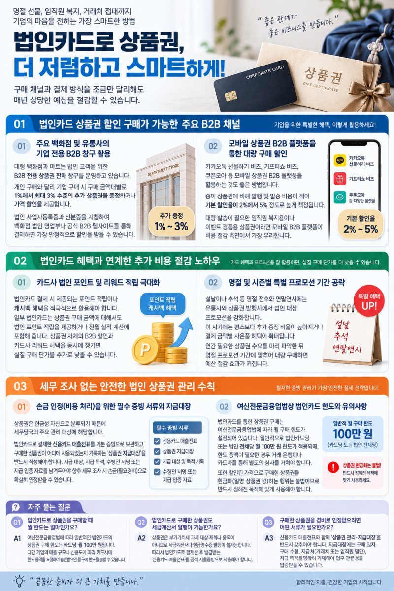 법인카드로 상품권 싸게 사는 법. 할인 채널부터 세무 처리까지 총정리