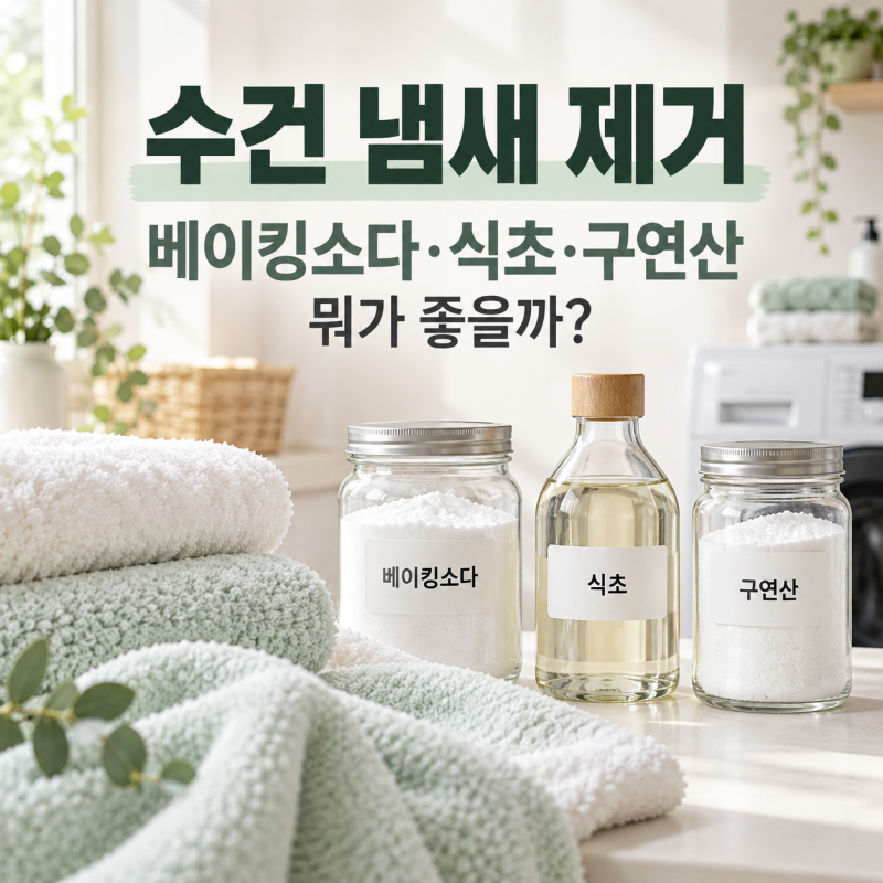 수건 냄새 제거 방법｜베이킹소다 식초 구연산 뭐가 좋을까?