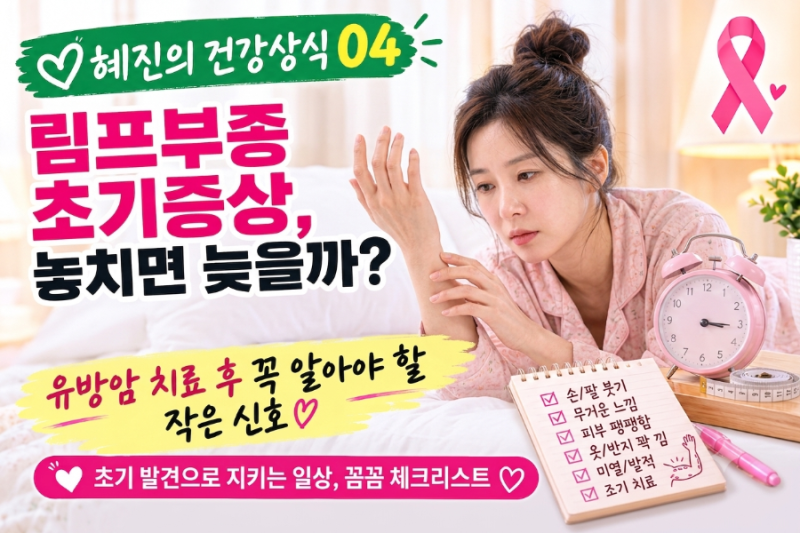 림프부종 초기증상, 놓치면 늦을까? 유방암 치료 후 꼭 알아야 할 작은 신호 (혜진의 건강상....