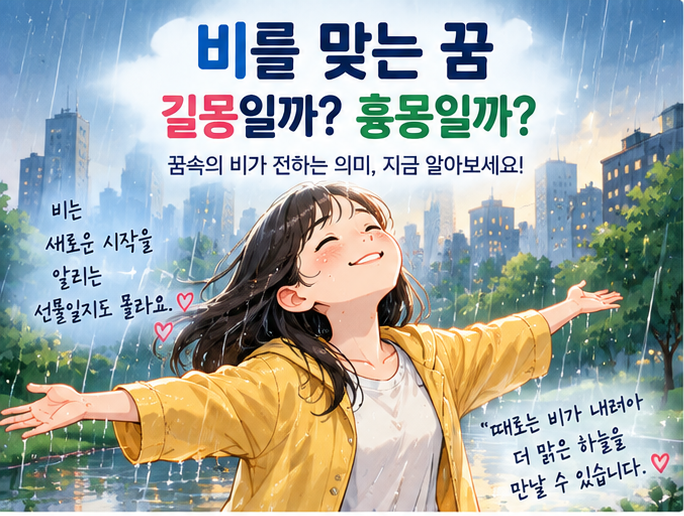 비를 맞는 꿈 해몽｜길몽일까 흉몽일까? 상황별 비 오는 꿈 총정리