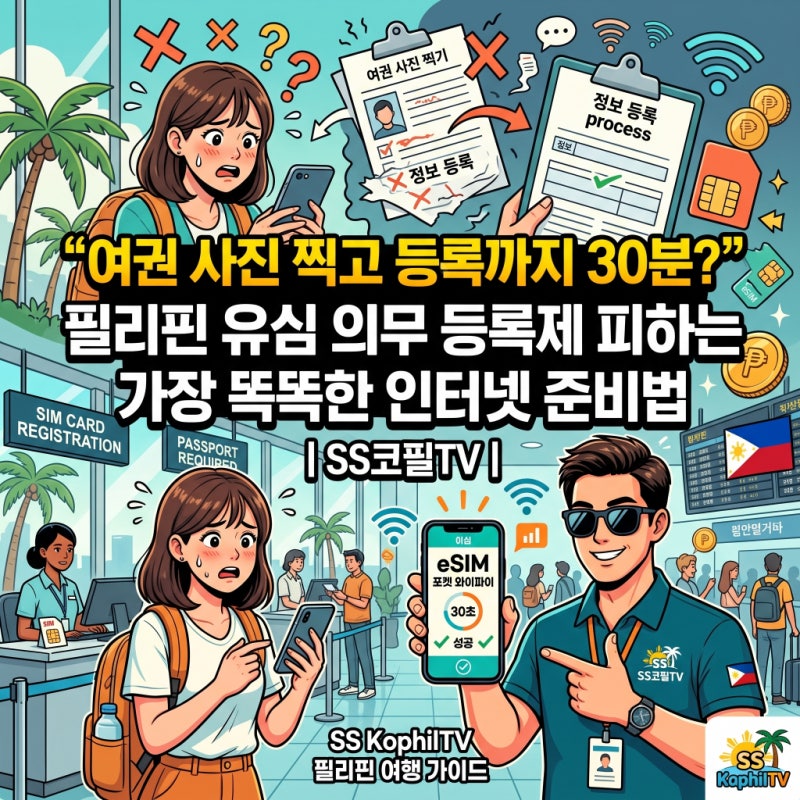 "여권 사진 찍고 등록까지 30분?" 필리핀 유심 의무 등록제 피하는 가장 똑똑한 인터넷 준비법....