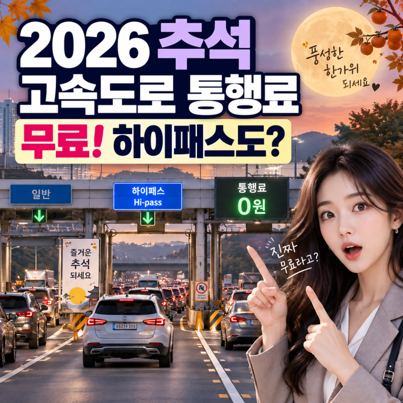 2026 추석 고속도로 통행료 면제 기준, 하이패스도 무료일까?