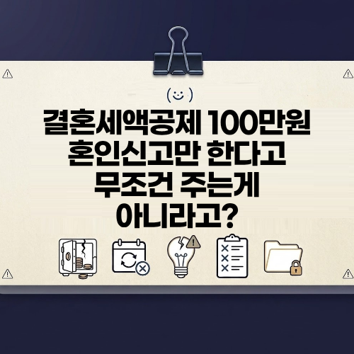 결혼 세액공제 100만 원 혼인신고만 한다고 해서 받는 게 아니라는데