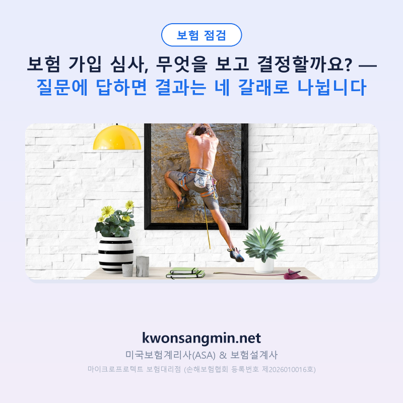 보험 가입 심사, 무엇을 보고 결정할까요? — 질문에 답하면 결과는 네 갈래로 나뉩니다