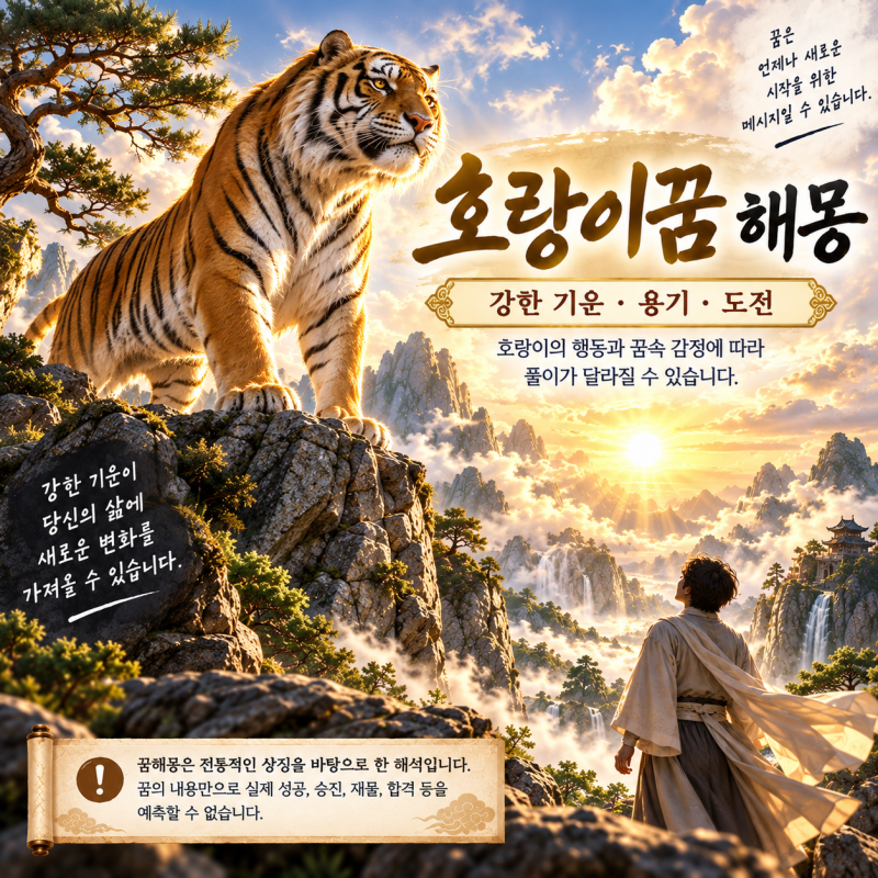 호랑이꿈 해몽, 호랑이를 보는 꿈부터 쫓기는 꿈까지
