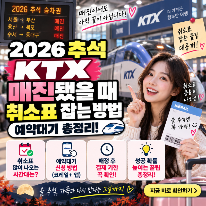 2026 추석 KTX 매진됐을 때 취소표 잡는 방법·예약대기 총정리