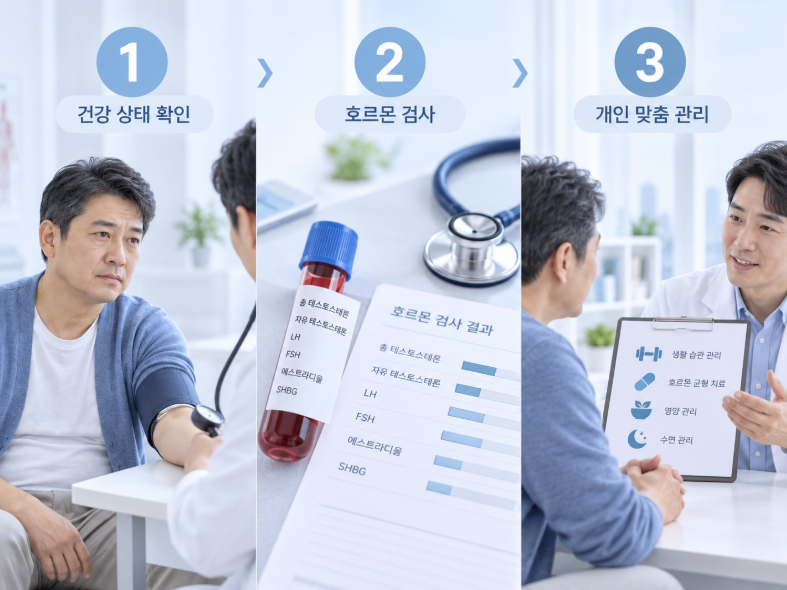 남자갱년기증상, 검진부터일까 주사부터일까