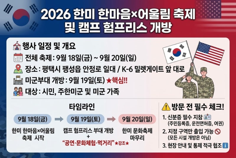 평택 미군기지 개방행사 9월 19일 열린다