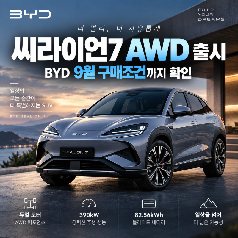 씨라이언7 AWD 출시｜BYD 9월 구매조건까지 확인