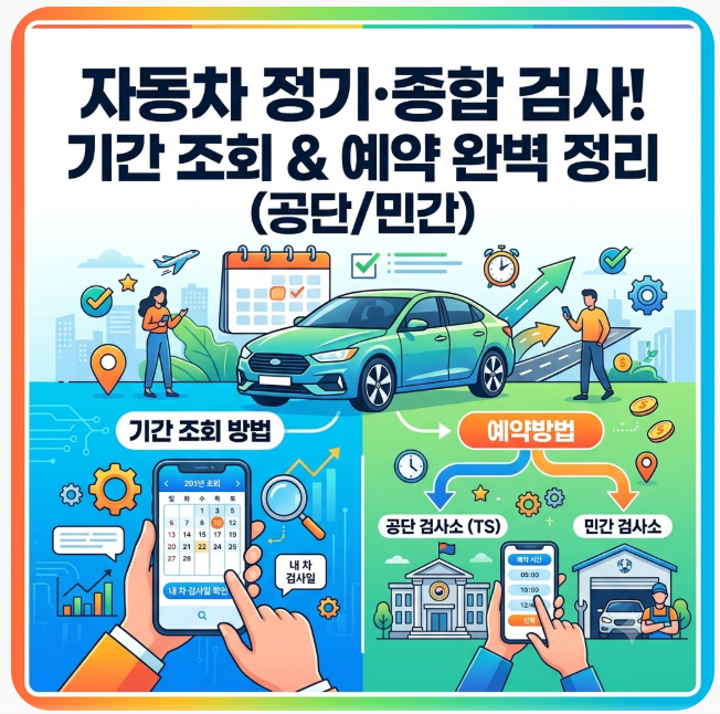 자동차 정기·종합검사 기간 조회 및 예약방법 공단·민간 검사소 비교