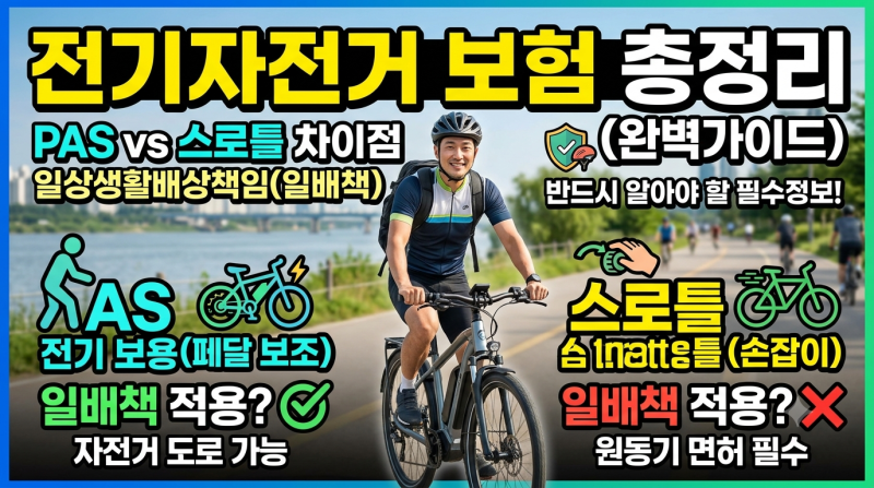 전기자전거 보험 총정리 (PAS 스로틀 차이점, 일배책 적용 여부)