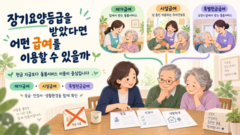 장기요양급여 종류 총정리｜재가·시설·특별현금급여 차이