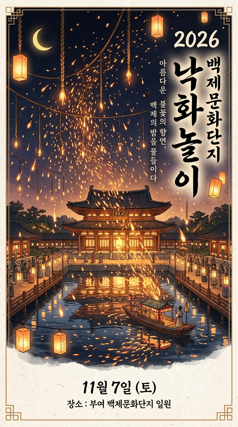 2026 백제문화단지 낙화놀이, 11월 7일 부여에서 만나는 가을밤 불꽃, 일정·장소 미리보기