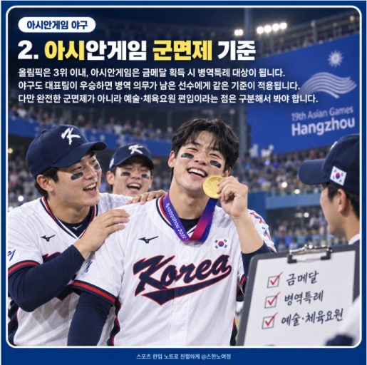 아시안게임 야구 군면제 기준 정리｜금메달이면 병역혜택 받을까?